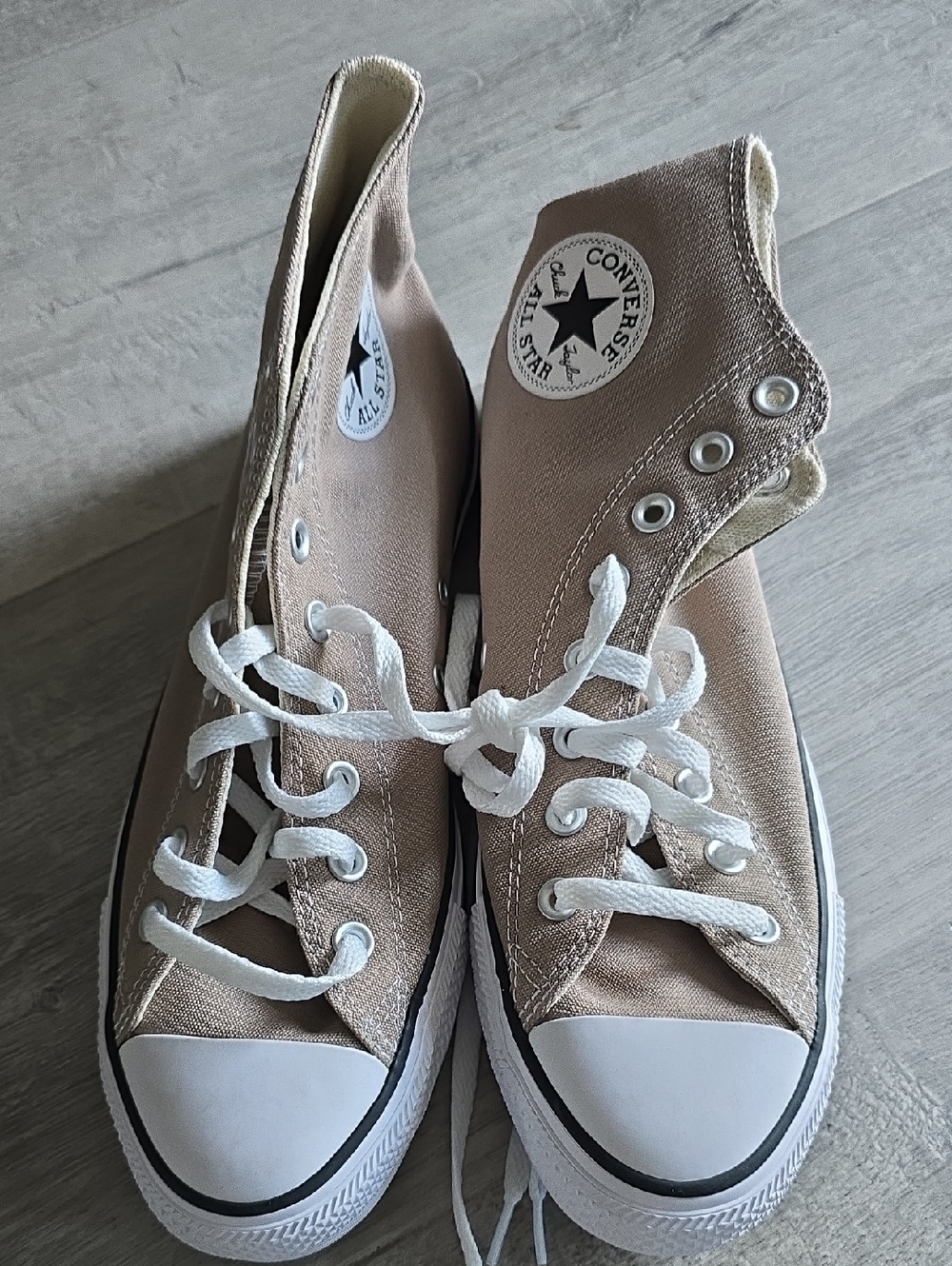Converse High Top Sneakers in Taupe and White